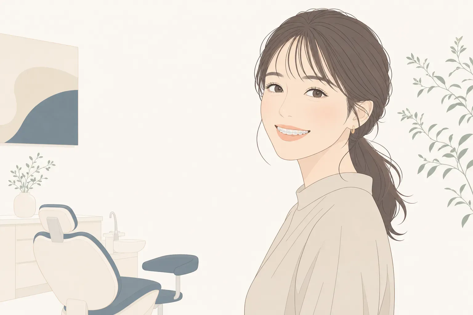 表側矯正は恥ずかしい？大人の矯正で「目立つ」ストレスを減らす方法と装置の選び方の解説イラスト
